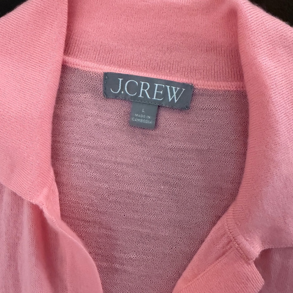 J Crew Short Sleeve Sweater Polo in Merino Wool Size L - Picture 4 of 6